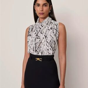 Ann Taylor Black and White Sleeveless Top